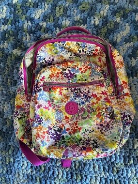 Kipling backpack, multicolor floral pack, Seoul Kipling backpack great condition